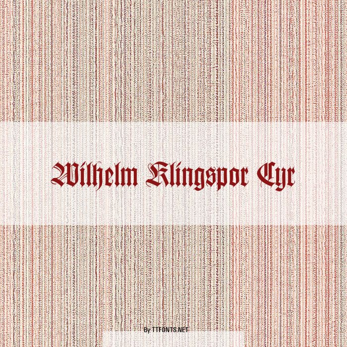 Wilhelm Klingspor Cyr example